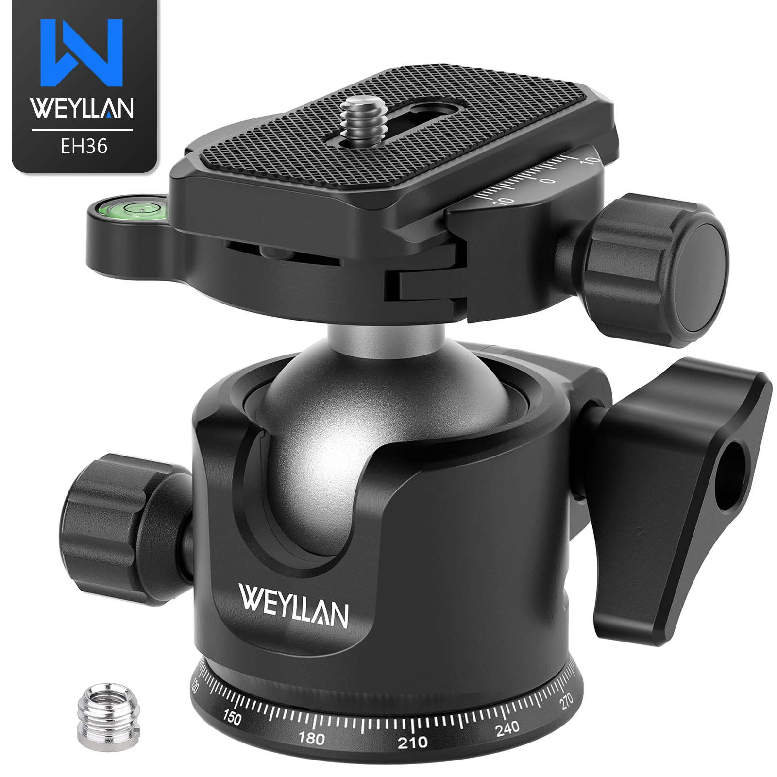 Weyllan EH36 Tripod Ball Head Low Profile Tripod Head Metal Lower Gravity Center Design Smooth Operation Max Load 15kg/33lbs tripod ball head