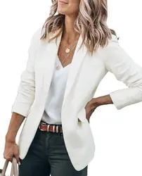 Blazers casuais das mulheres aberto frente manga longa trabalho casacos de escritório blazer