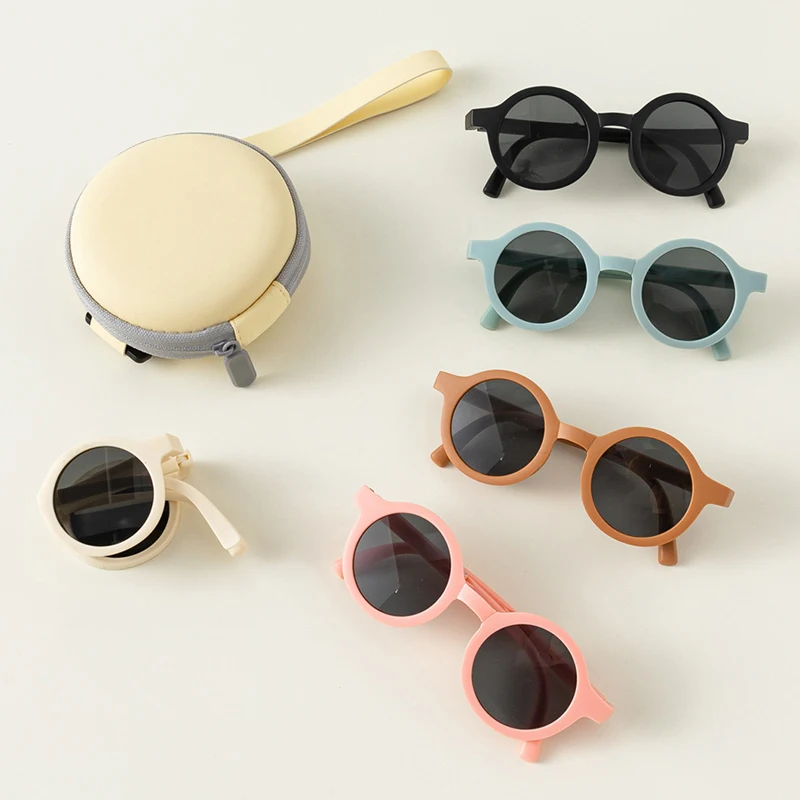 2 قطعة الاطفال نظارات شمسية قابلة للطي + صندوق تخز...