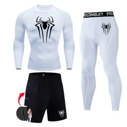 Men's Winter Thermal Underwear Second Skin Compression Sportswear Base Layer Fitness Tights rashgarda MMA Long Sleeves White
