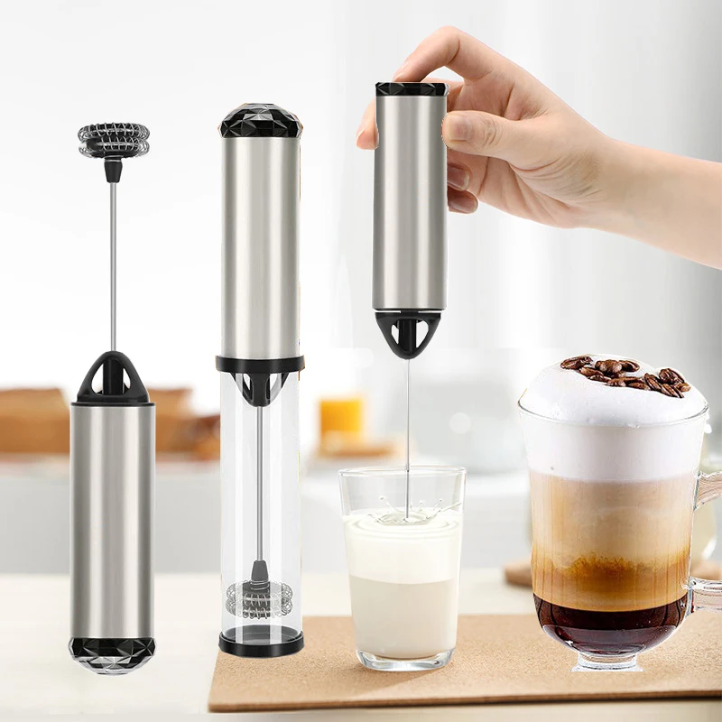 Portable Mini Drink Mixer Cappucino Maker Coffee Latter Milk Frother -  Silver 