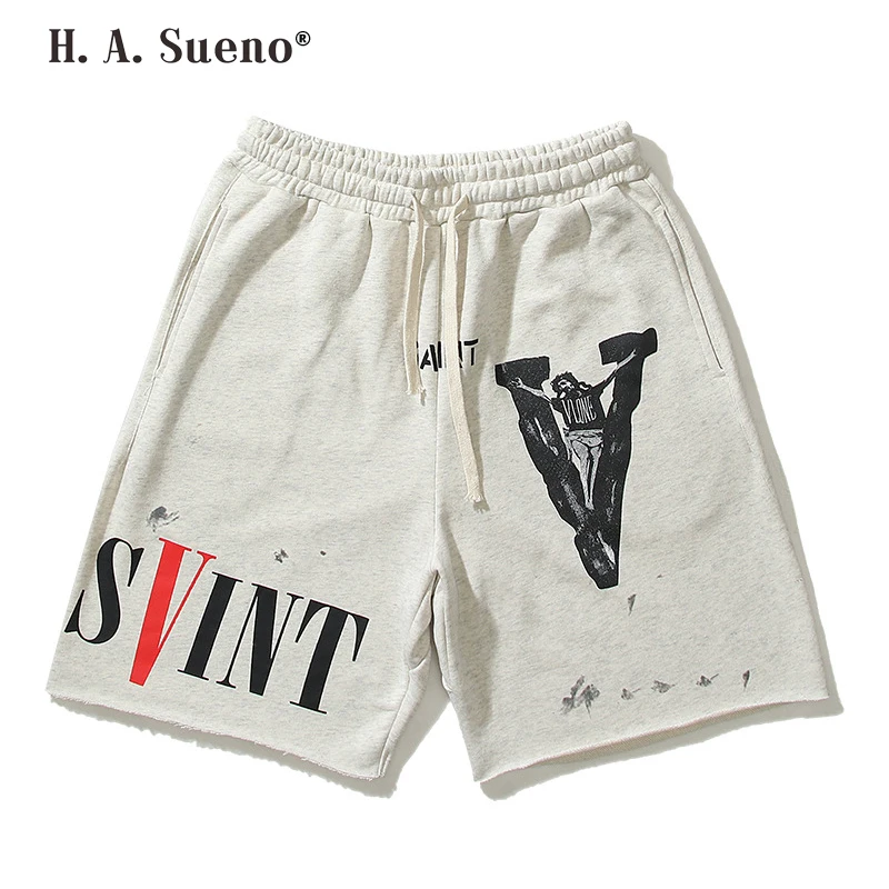 

2022 New Spring and Summer Mens Shorts High Street Graffiti Print Streetwear Men Loose Fit Shorts Pants for Men