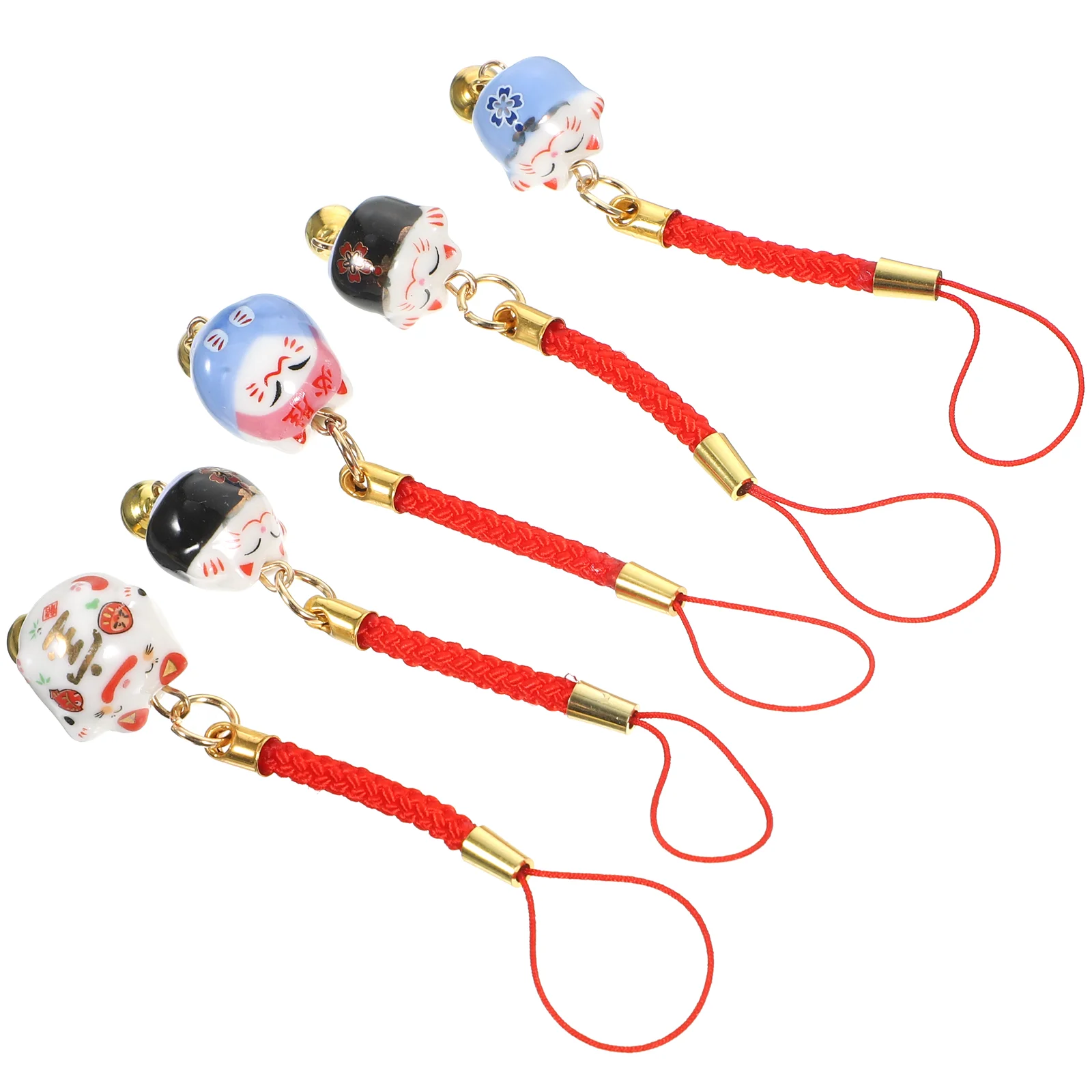 

5pcs Luck Cat Pendant Phone Strap Phone Decorative Fortune Hanging Ornament