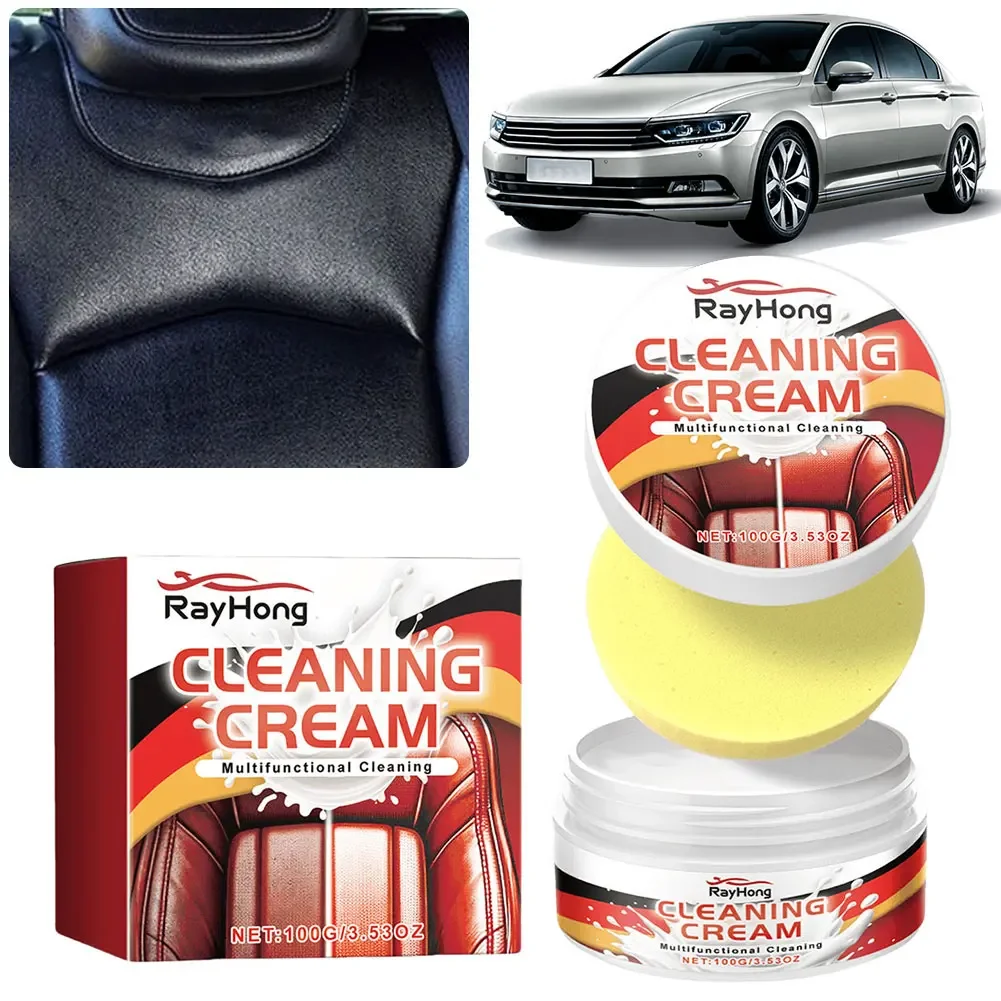 100g Leather Care Cream with Sponge Car Leather Restorer Cream Car Leather Refresher for Leather Pant Bag Shoes Furniture 2