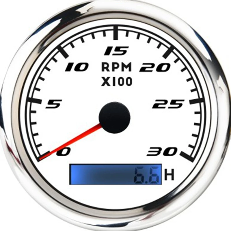 

85Mm Marine Tachometer LCD Hour Meter 0-3000 RPM Speedometer 12V / 24V With Red Backlight Odometer
