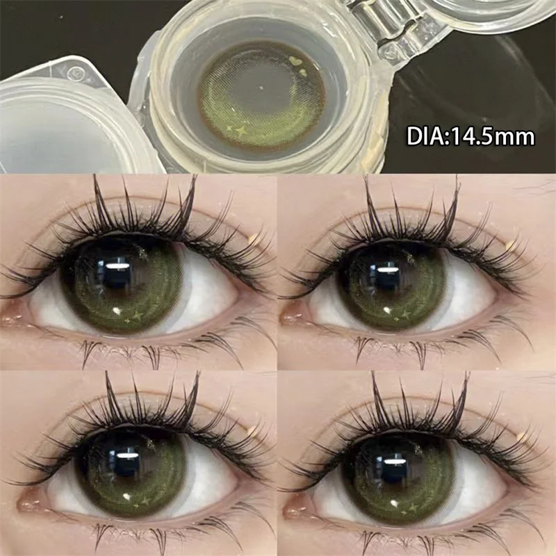 2pcs Color Contact Lenses For Eyes Natural Green Eye Colored Lenses Yearly Beautiful Diopter Myopia Lens Student Color Cosmetics