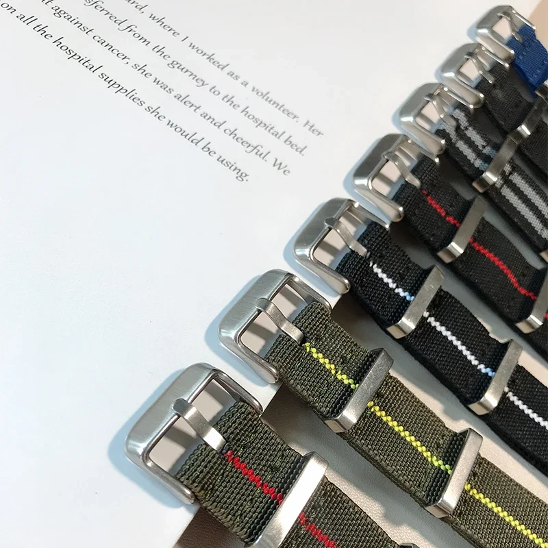 Bi-Color French Parachute Nylon Elastic Watch Strap - Military Style Bracelet