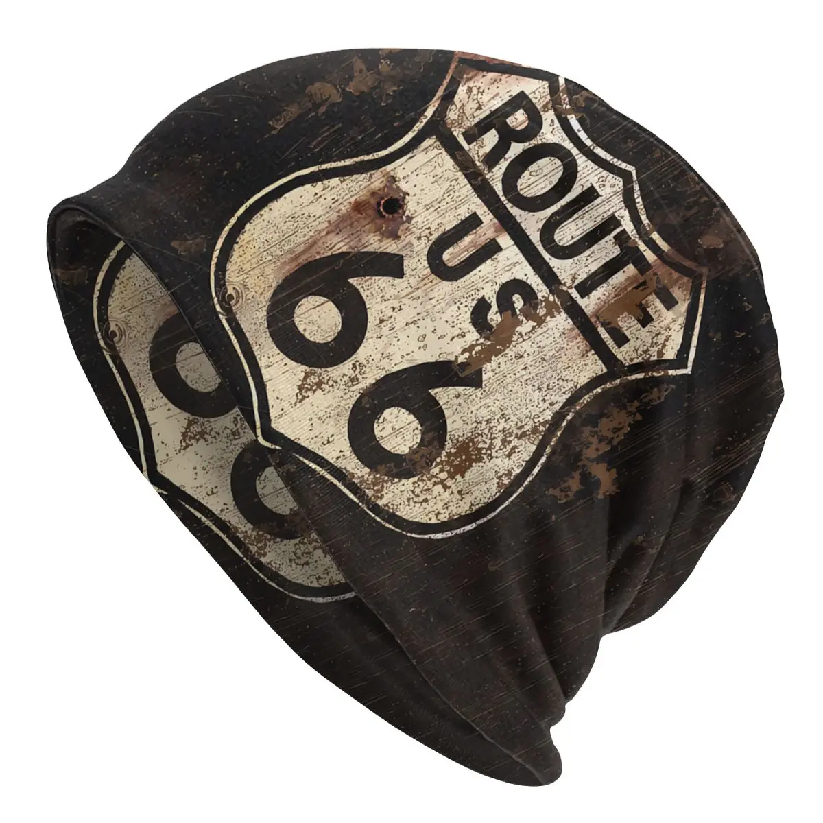 

U S Route 66 Skullies Beanies Autumn Spring Hats Metal Design Thin Bonnet Hipster Caps Men Women's Earmuffs