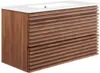 Render 36" Wall-Mount Bathroom Vanity in Walnut White 3