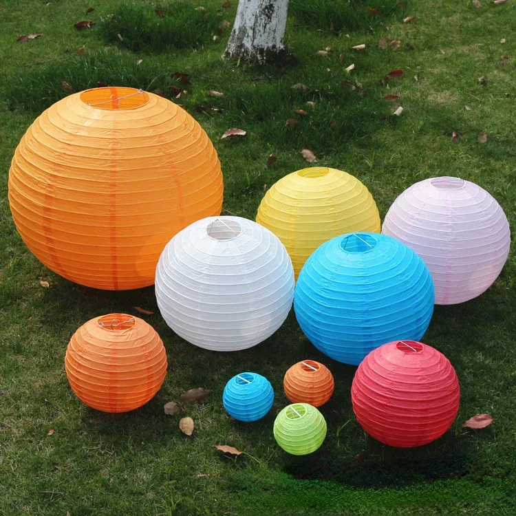 10-15-20-25-30-35-40-50cm Round Chinese Paper Lantern for Wedding Christmas Halloween Party Home Decoration Paper Balls Lampion