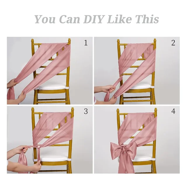 Ceintures à nœud de chaise en Satin, 10/50 pièces, attaches en ruban à nœud pour chaise de mariage, pour fête, événement, hôtel, Banquet, fournitures, décorations pour la maison, vente en gros 4