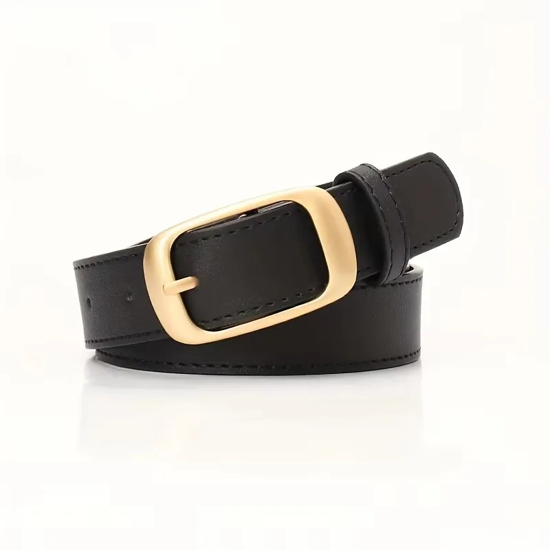 1pcs Women's Belt Fashion Classic Buckle PU Leather Belt Versatile Casual Golden Needle Buckle - Pair with Jeans, Pants, Dress