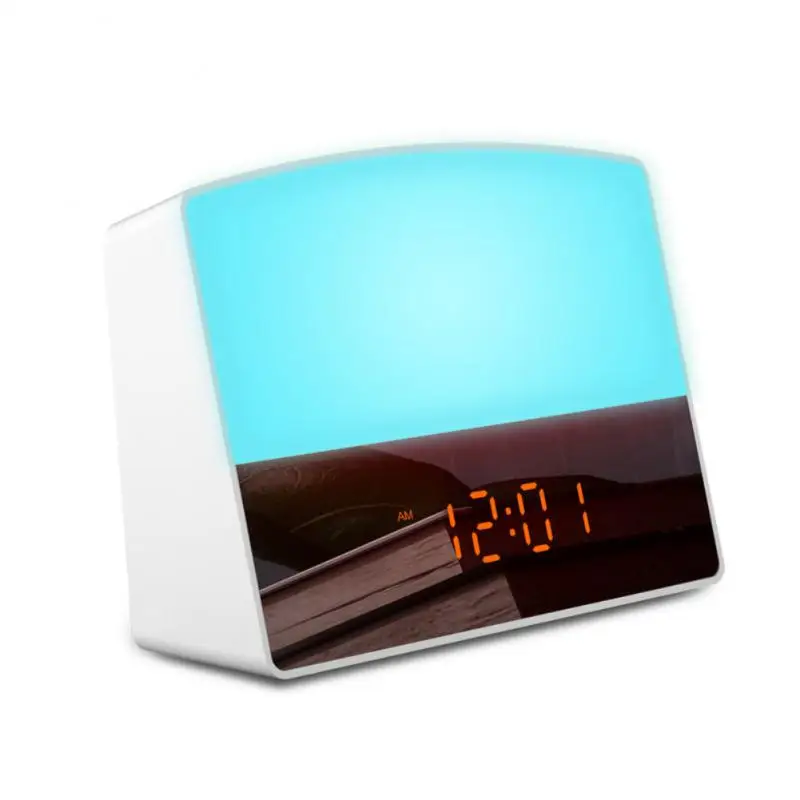 

Led Display Clock 3w With Usb Interface Radio-up Square Double Simulated Sunrise Decorative Lamp Sleeping Light White Colorful