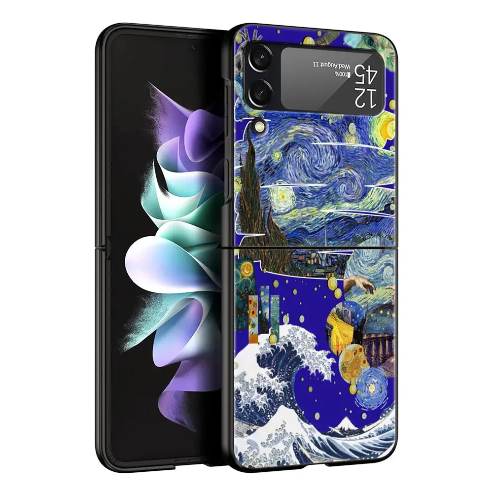 Starry Sky Van Gogh Art Black Hard Folding Phone Case