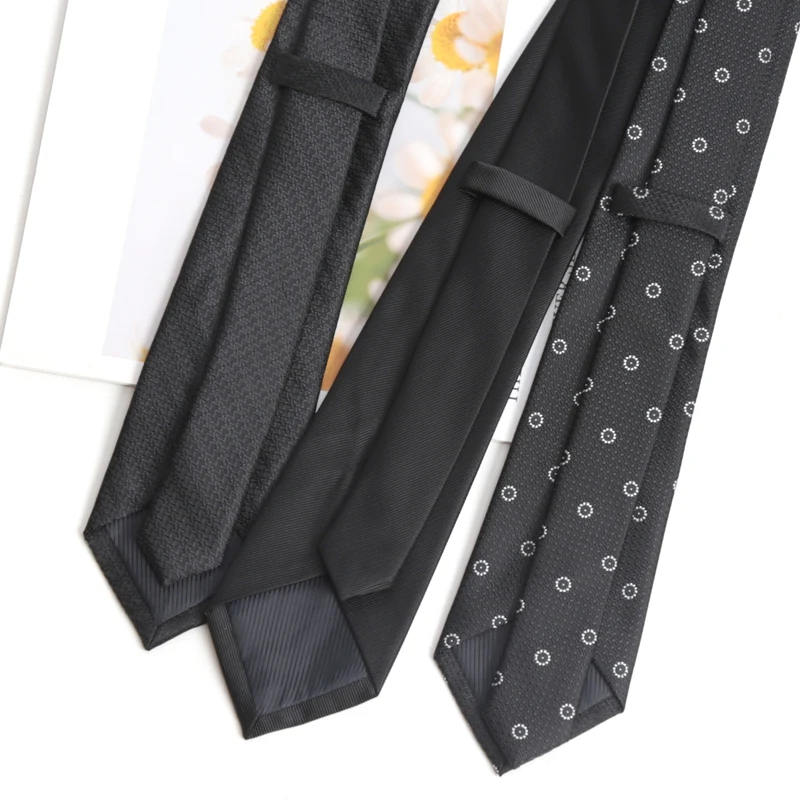 Men Classic Black Tie Luxury 8CM Necktie Stripes Ties for Man Groom Jacquard Woven Elegant Neck Tie for Business Wedding Party
