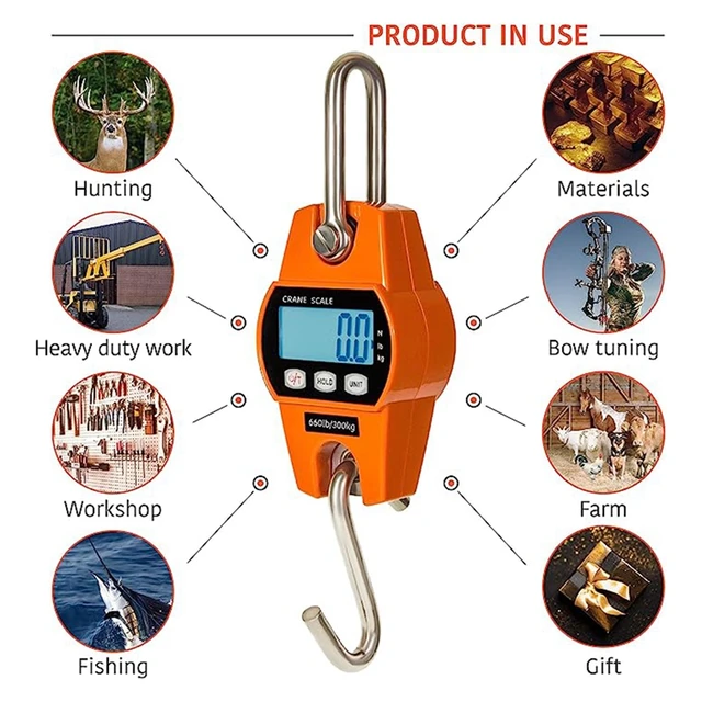 1Set Digital Hanging Scale Fish Scale Hunting Farm Bike Bow Fish Weight  Fishing Scale 660 LB Heavy Duty - AliExpress