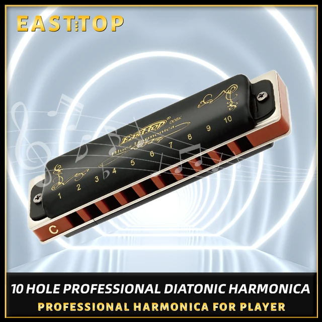 East Top Lot de 7 harmonica de blues à 10 trous 20 tons pour adulte -  Instrument de musique pour joueur professionnel, débutant, enfants (A,B, C,  D, E, F,G)