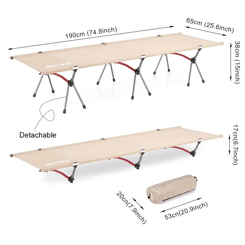  slider image of WESTTUNE Camping Cot Portable