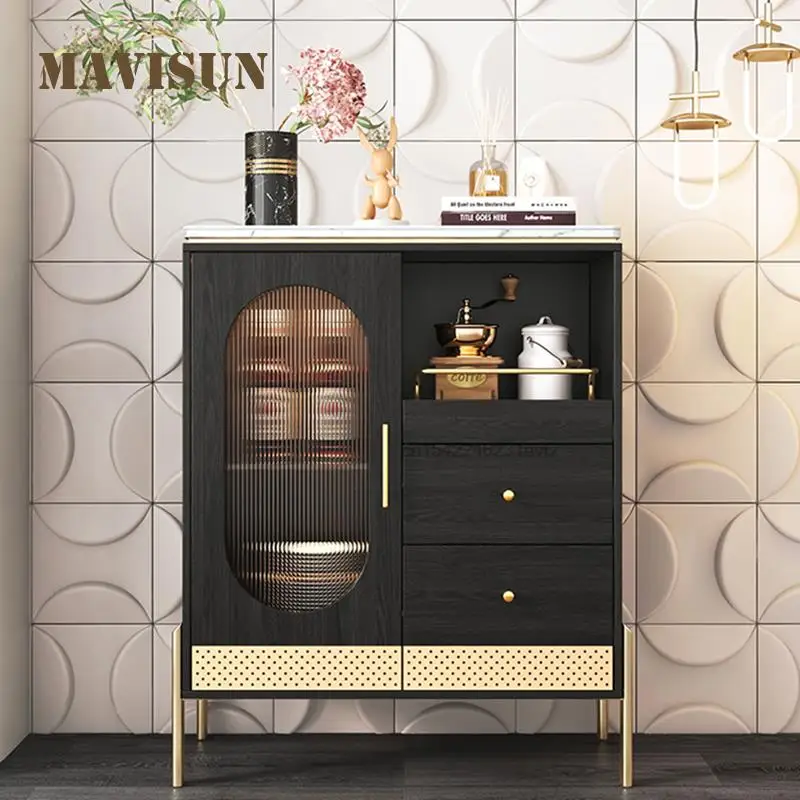 Light Luxury Retro Dining Sideboard Domestic Rock Slab Wine Cabinet French Fireplace Decoration Storage Cabinets For Living Room