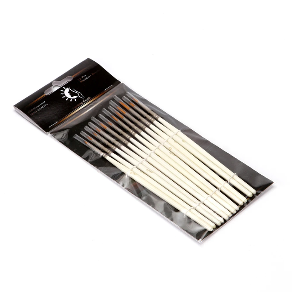 12Pcs Detail Paint Brush Set Miniature Nylon Hair Paintbrushes for Fine Detailing Acrylic/ Watercolor/ Gouache/ Pigment 6