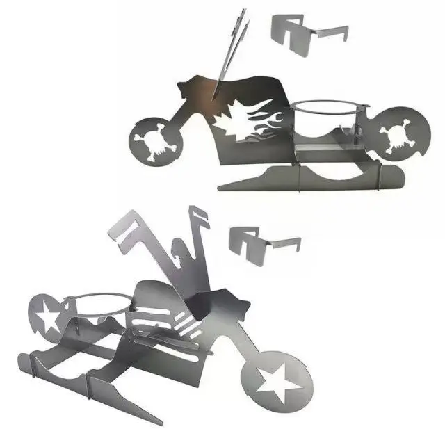 American Motorcycle BBQ Steel Rack Funny Chicken Stand with Beer Can Holder Grilling Roast Rack BBQ Barbecue Accessories