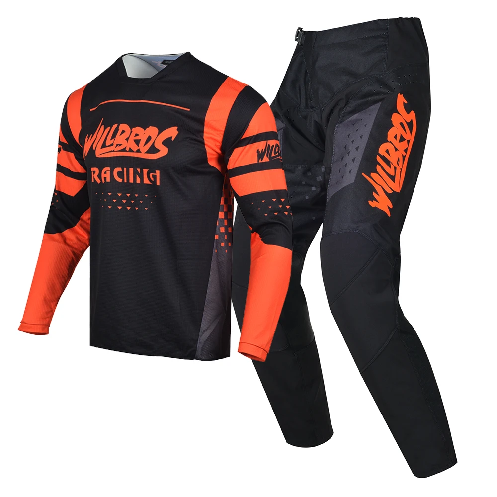 Willbros Mx Orange Gear Set Jersey Pants Combo Dirt Bike Offroad Race Suit Motocross Enduro Mtb Bmx Sx Dh Per Uomo Donna