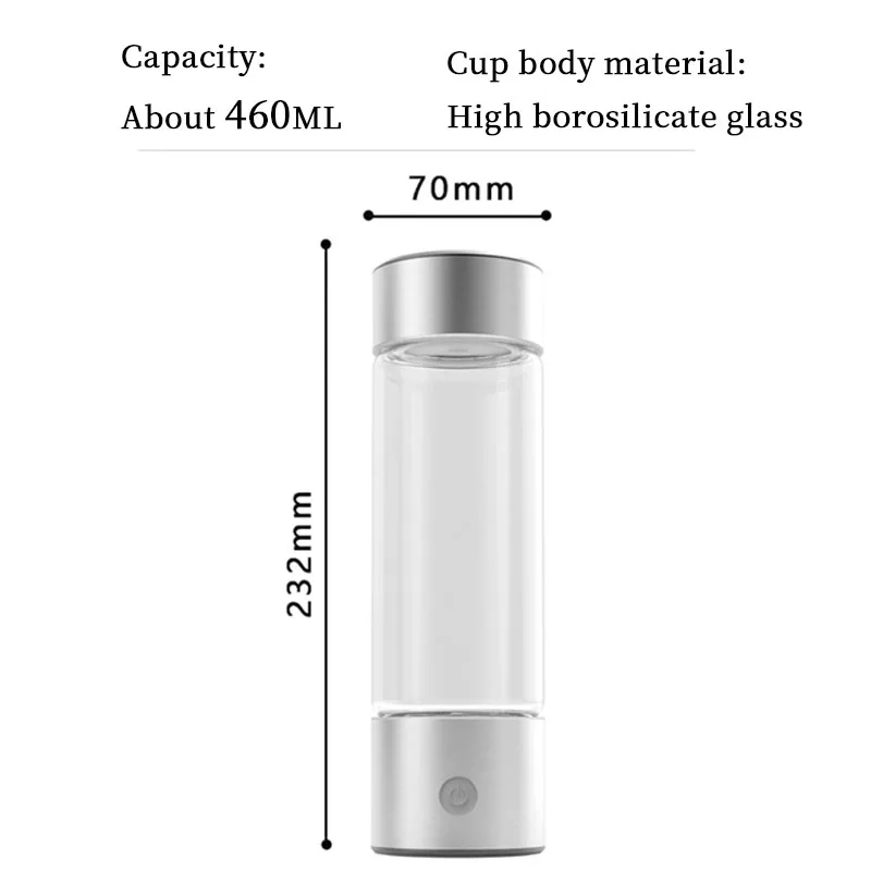 460ml Hydrogen-Rich Water Cup Portable Hydrogen Rich Water Generator Hydrogen Bottle