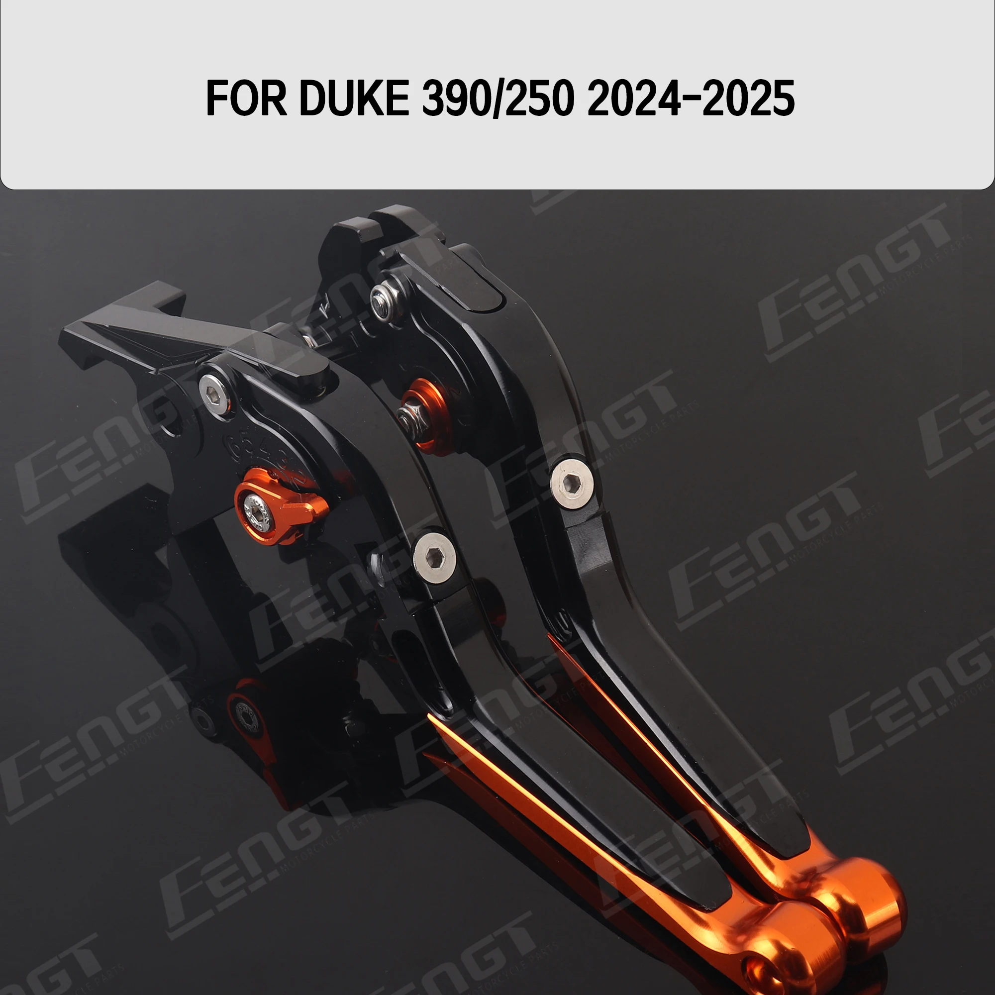 Levier Pliable Moto Levier Frein/embrayage CNC Réglable - Pliable Et Télescopique - Pour Duke 390/250/200/125 2010-2024 - Noir/Orange Accessoire Moto