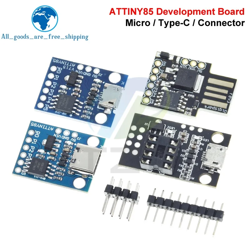 1/2PCSTINY85/ATTINY85DigisparkKickstarterMicroDevelopmentBoardATTINY85ModuleforArduinoIICI2CUSBBlueBlack-AliExpress502