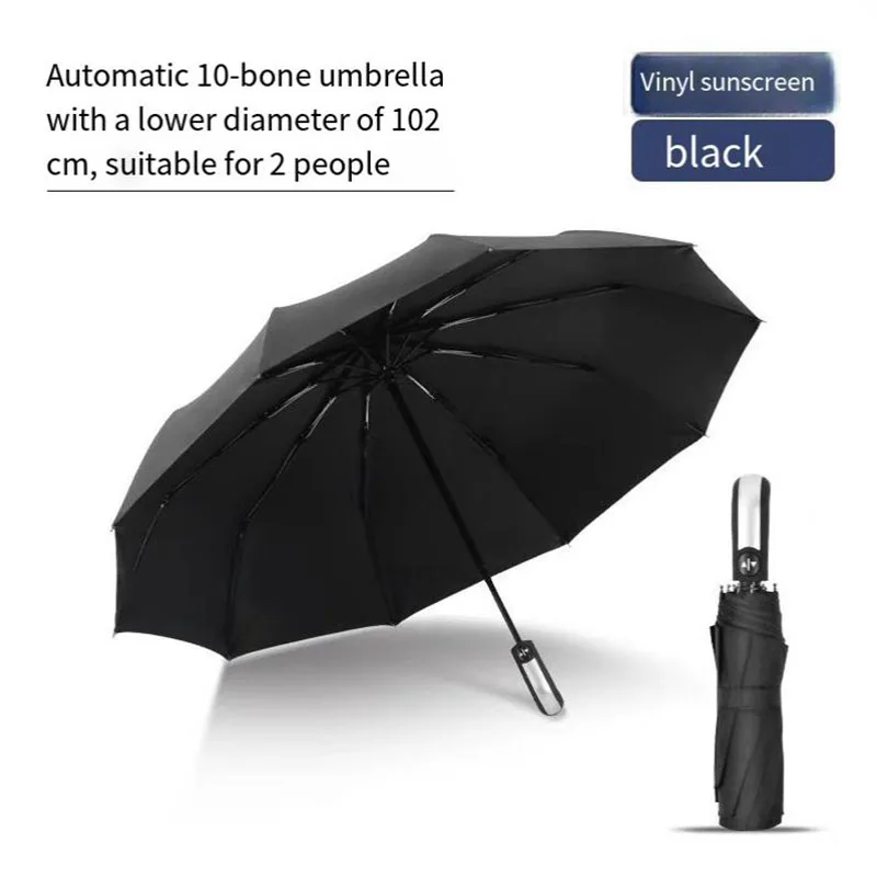 Folding Vinyl Umbrella Ten-Bone Umbrella Strong Windproof Rainproof For Business Use