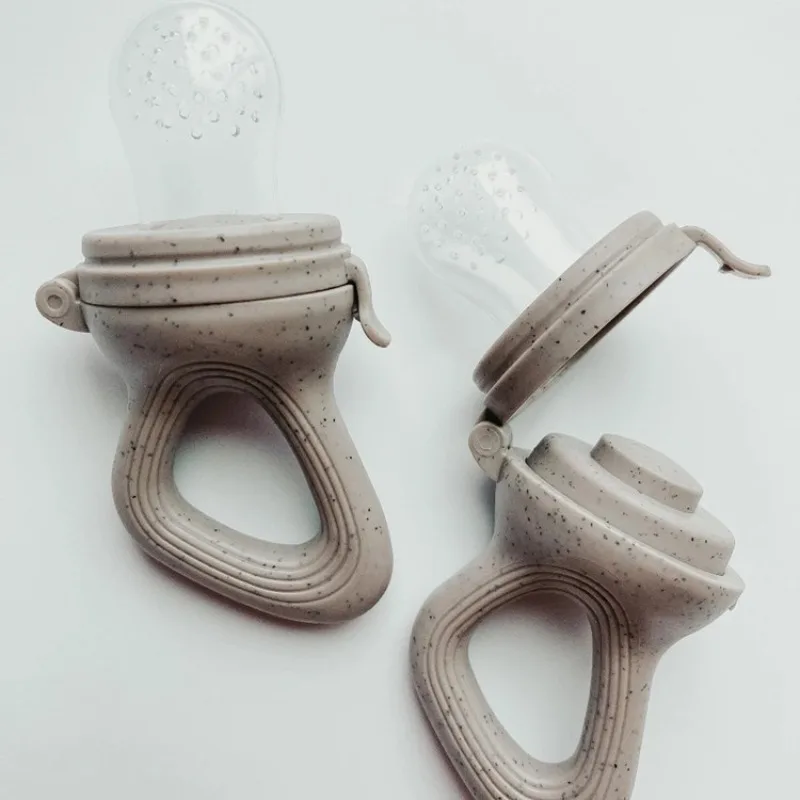 Baby Fruit Feeder Silicone Baby Fruit Feeder with Dust Cover Baby Nipple Fresh Food Vegetable Supplement Soother Nibbler Feeding Teething Pacifier