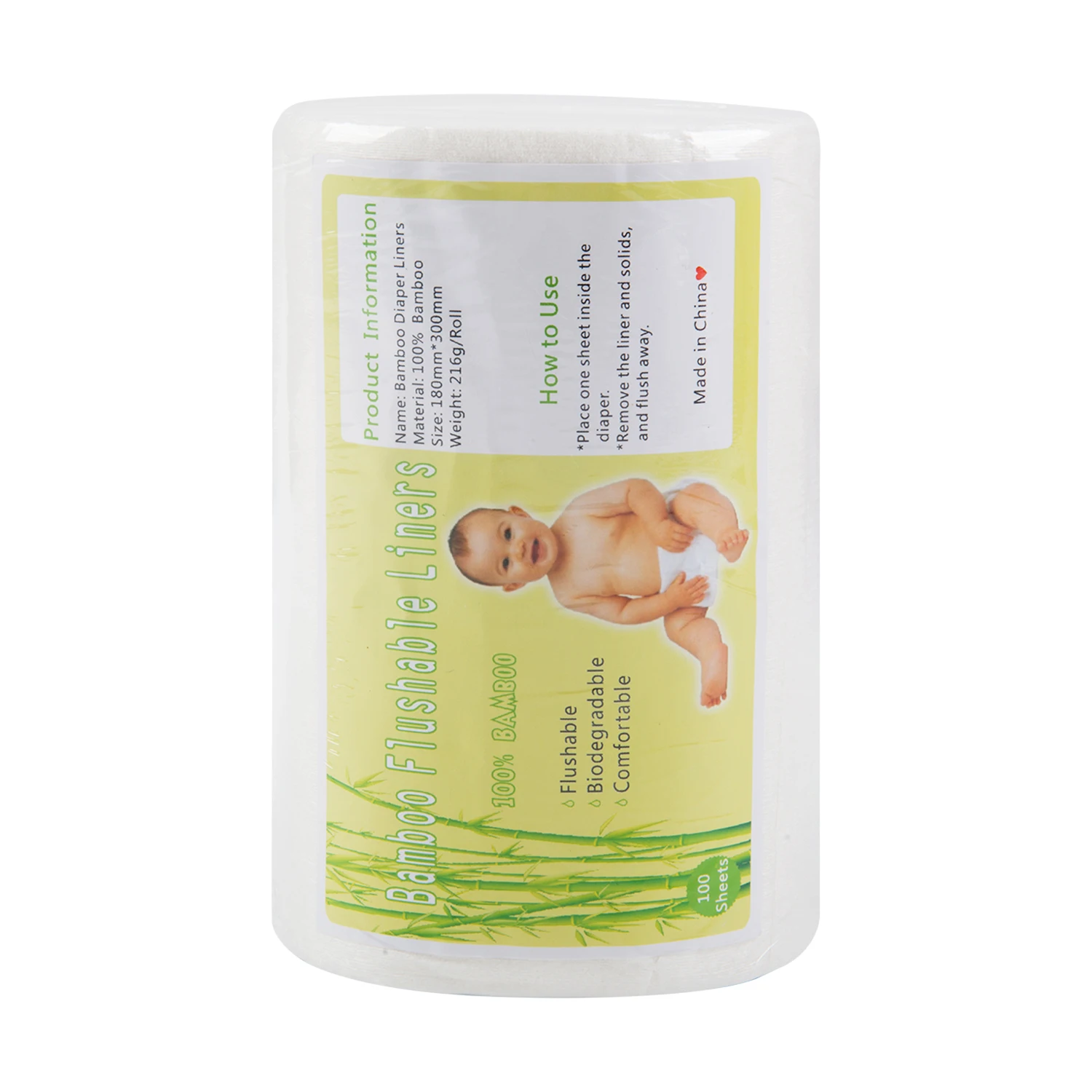 50 Rolls ALVABABY Bamboo Flushable Nappy Liner Biodegradable Cloth Diaper Liners Bamboo Roll