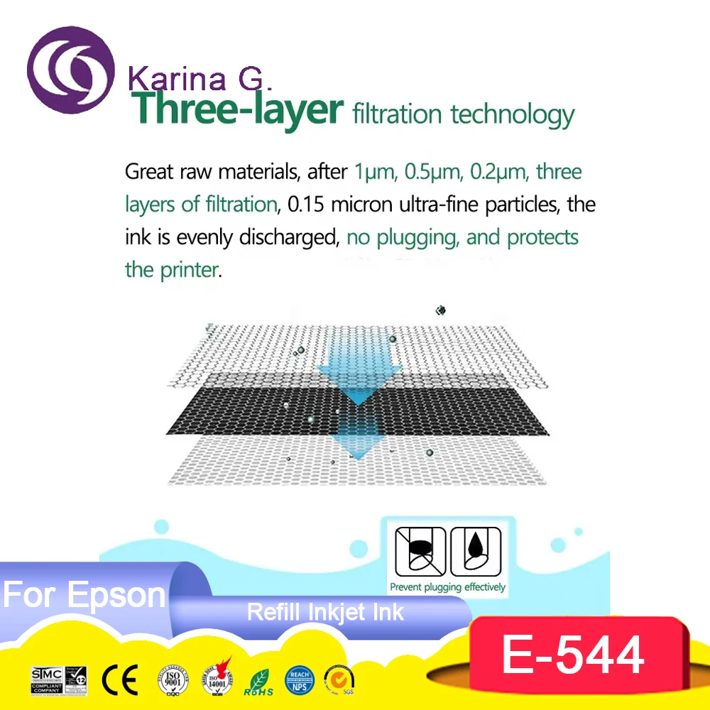544 T544 Premium Color Compatible Bottle Water Based Refill Inkjet Ink for EcoT