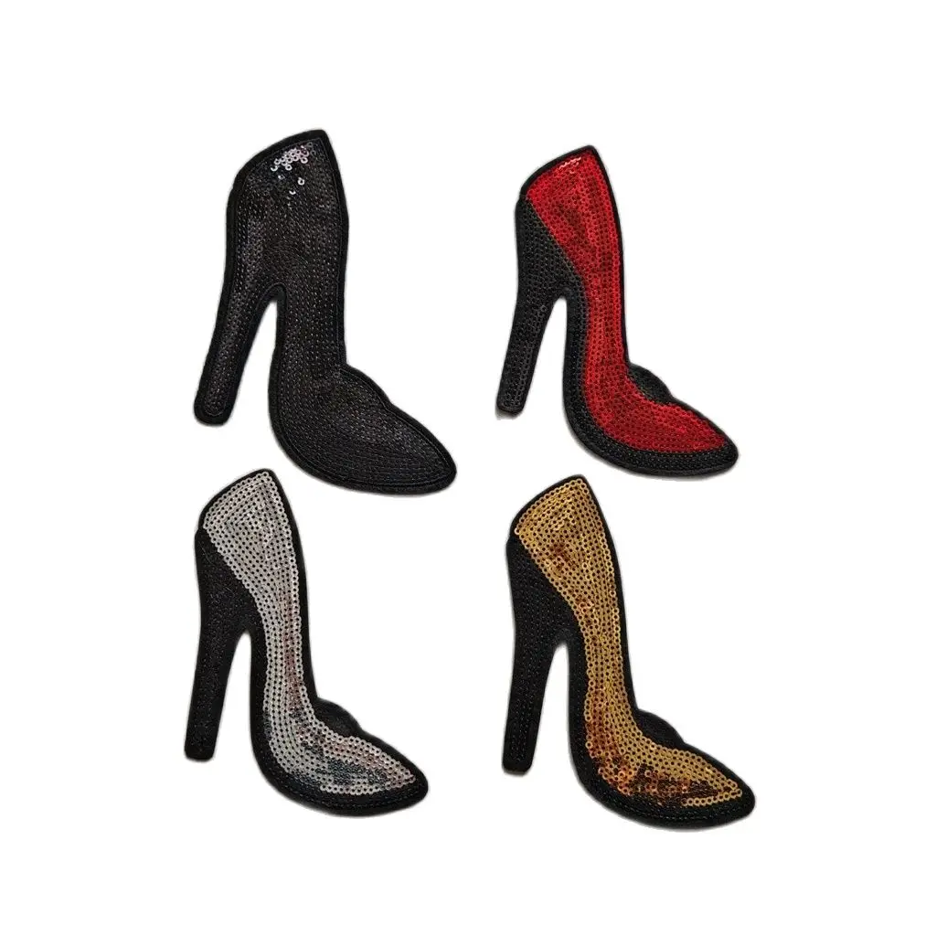 

a piece high heels Scrapbooking Stickers Decorative Sticker sequence black red gold silver patch for lady cloth diy child badges