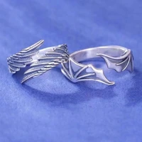 Angel Demon Wing Couples Rings For Women Men Matching Best Friend Trendy Promise Ring for Teen Thumb Jewelry Engagement 2