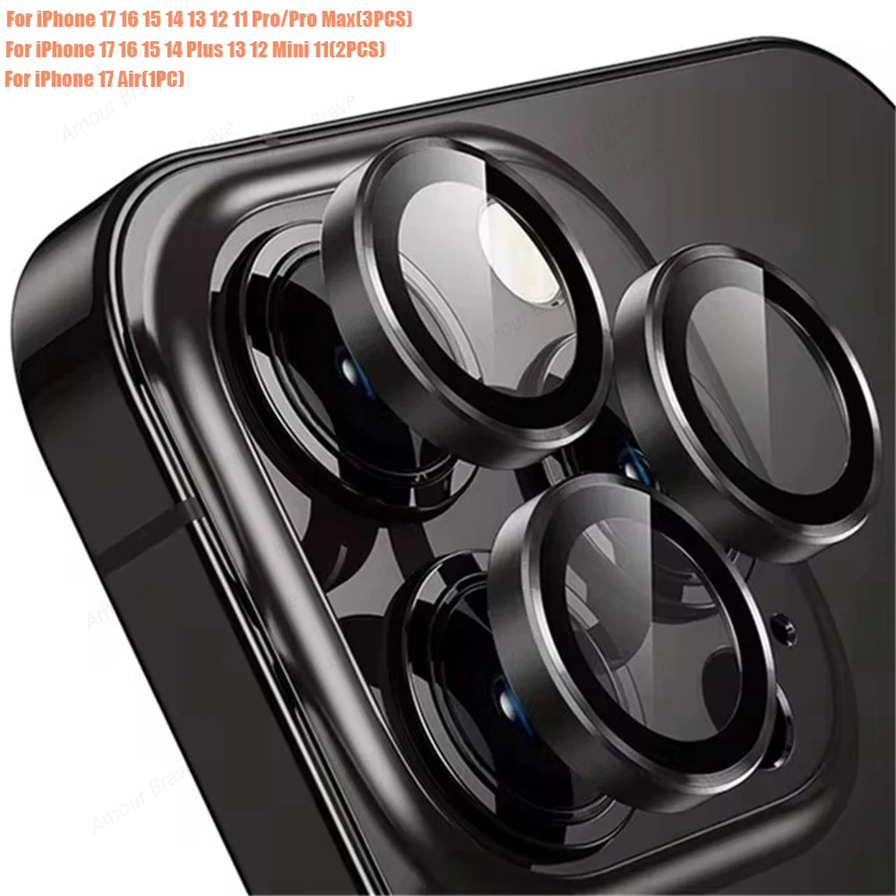 Premium Tempered Glass Camera Lens Protector with Metal Ring