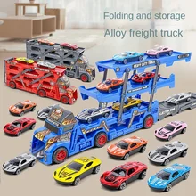 

Children's toy car three-layer deformed truck container truck transporter catapult car alloy car model alloy / plastic