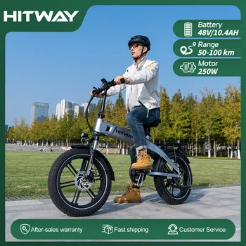 Bici elettrica HITWAY 20 * 4,0", batteria 48 V 10,4 Ah fino a 50-100 km, bici elettrica con pneumatici grassi da 250 W, biciclette elettriche pieghevoli
