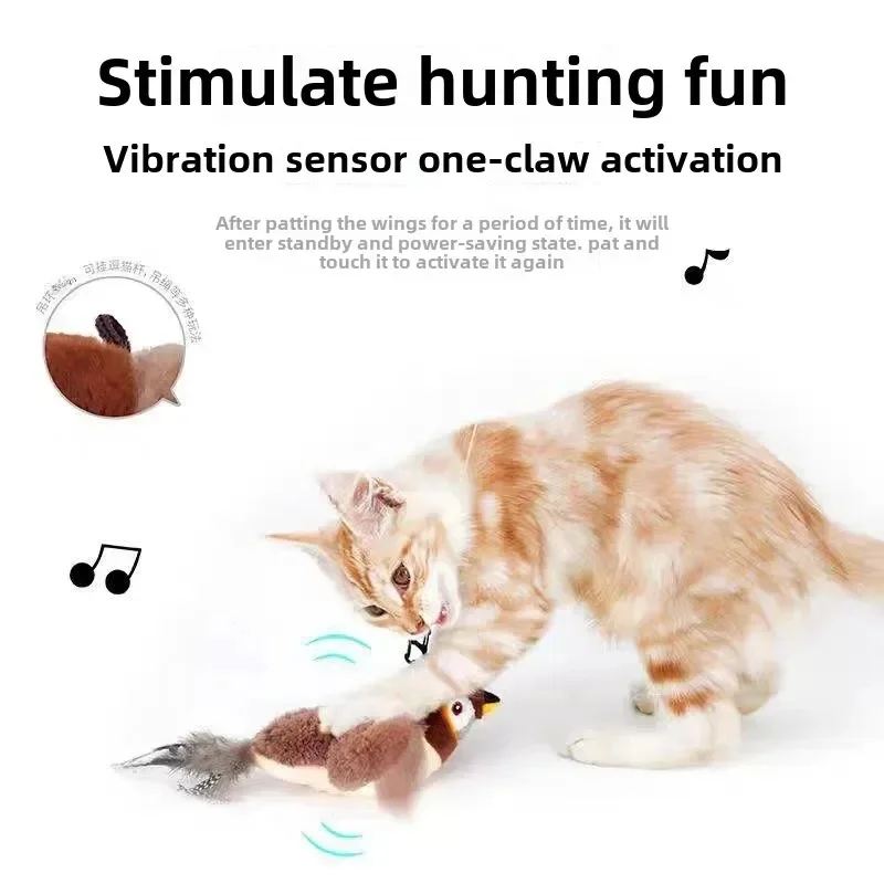 Remote Control Cat Toy Interactive Electric Fluttering Sparrow Realistic Bird Movements Engaging Pet Play Accessory 5