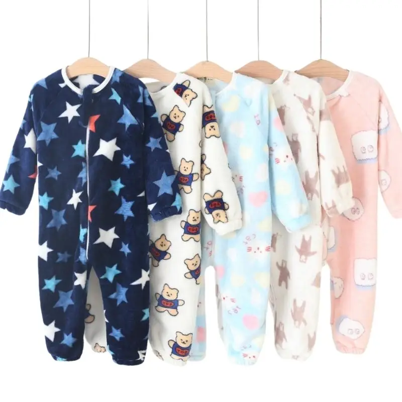 Kigurumi Children's Onesie for Boys Girls Pyjamas Flannel Kids Cartoon Pijamas Suit Animal Sleepwear Winter Newborn Baby Pajamas images - 6