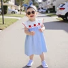 Adorable Toddler Girls Back to School Dress with Sweet Apple Print and Plaid Pattern Perfect for Casual Wear 1