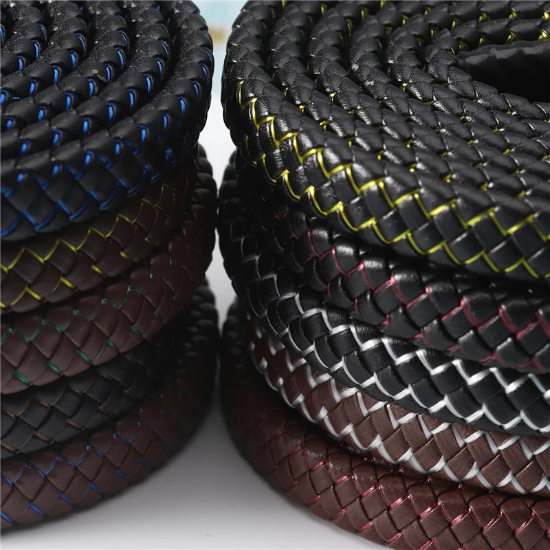 1M/Lot 12mm Braided PU Leather Cords Flat Strong Rope For Ornament Making DIY Sewing Crafts Handmade Clothing Charm Accessories
