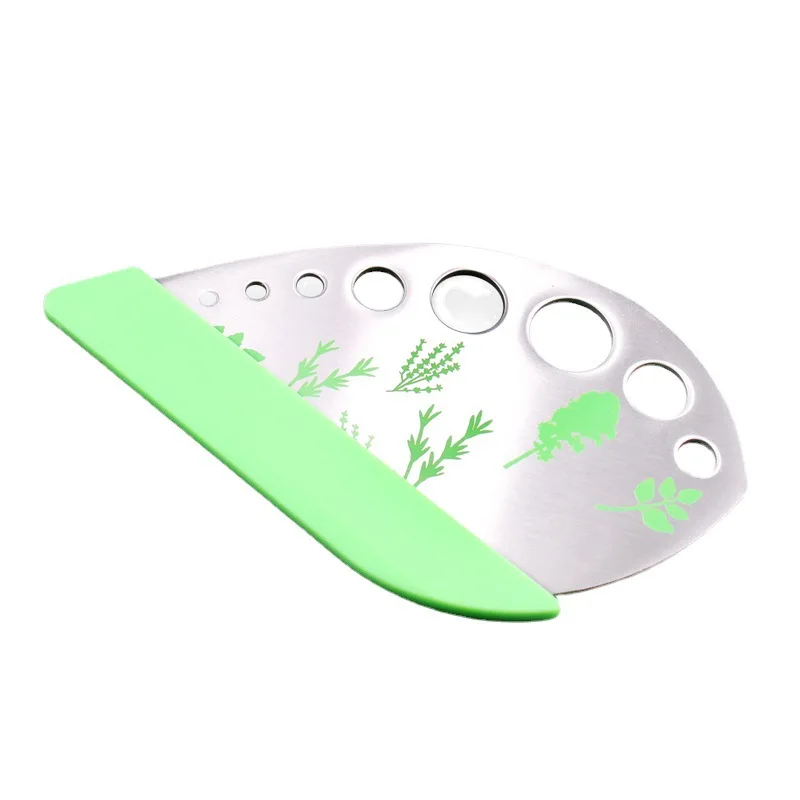 Stainless Steel Kitchen Herb Leaf Stripping Tool Metal Pealer Suit for Kale Collard Greens Thyme Basil Rosemary Stripper 9 Holes