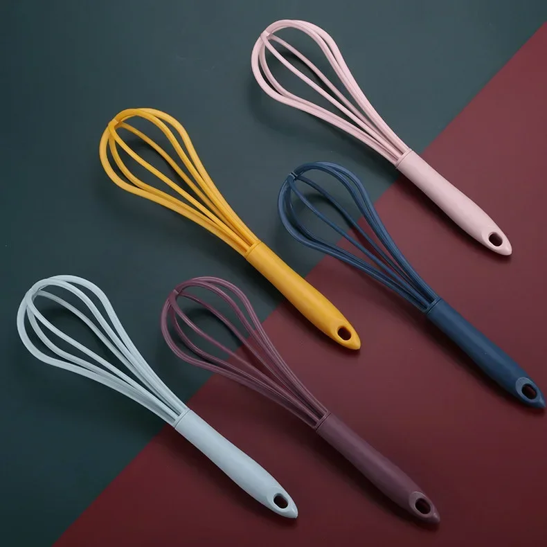1Pcs Multifunctional Rotary Manual Egg Beater Mixer Mini Plastic Kitchen Egg Whisk Bake Tool Agitator Silicone Whisk