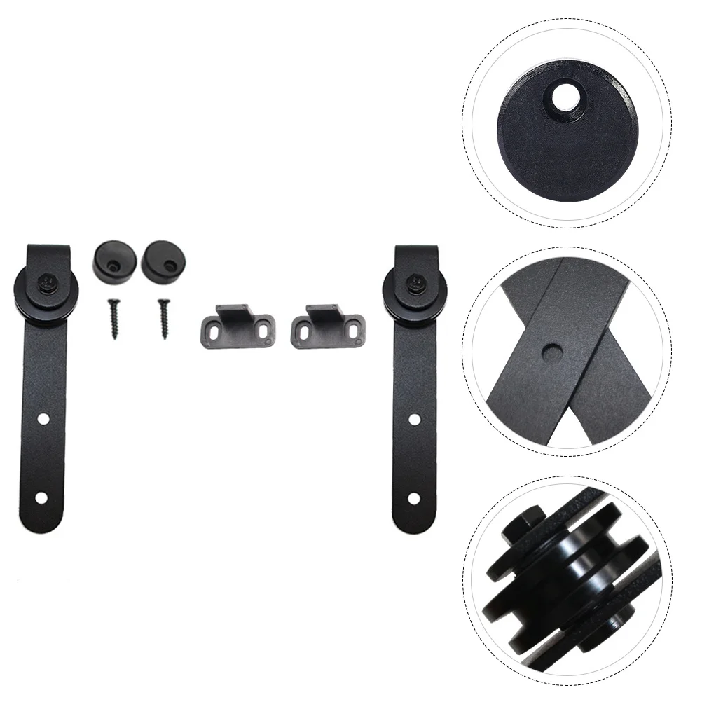 

1 Set Warehouse Door Stay Roller Barn Door Track Stop Sturdy Accessories (Black)