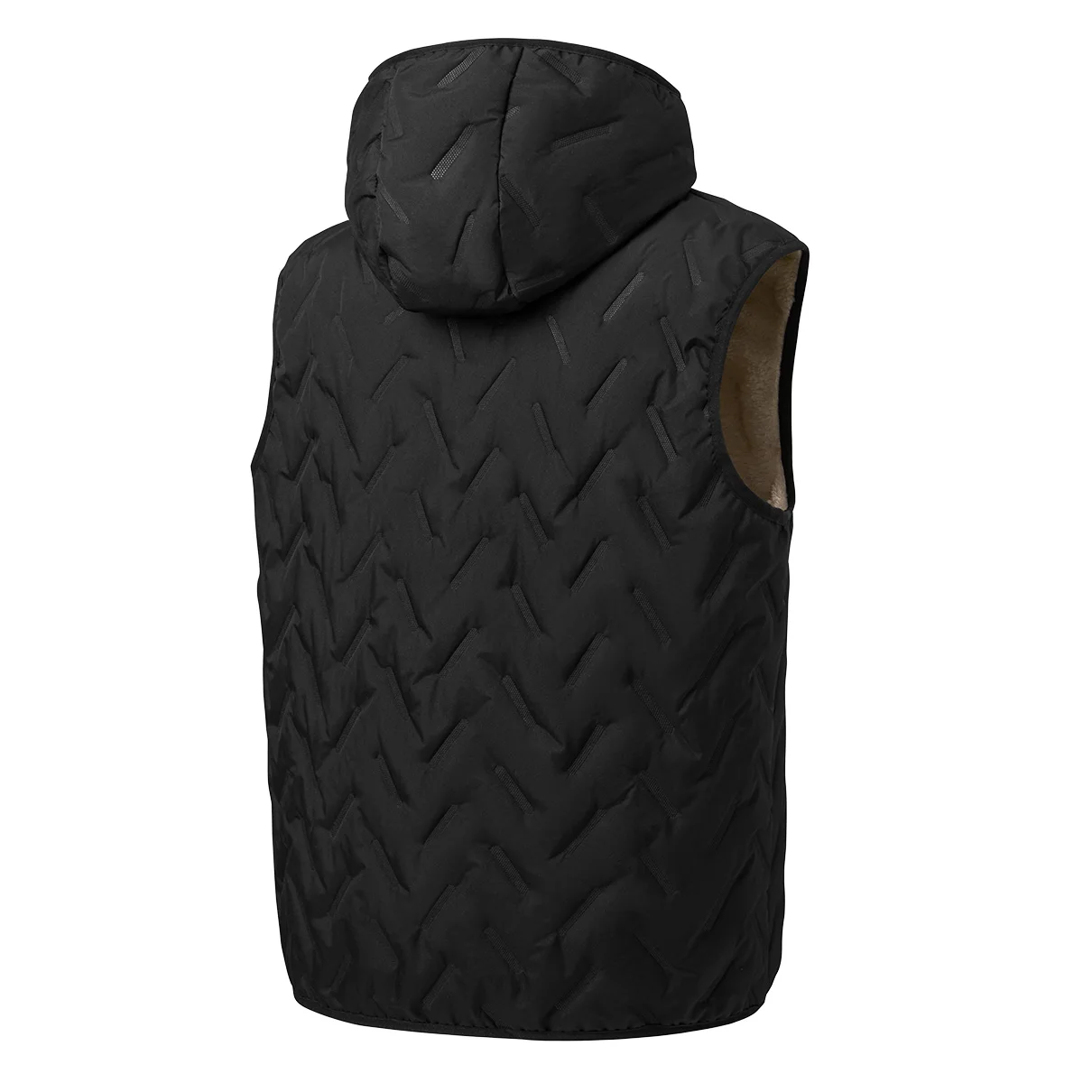 Détail de la capuche de la doudoune sans manches pour homme