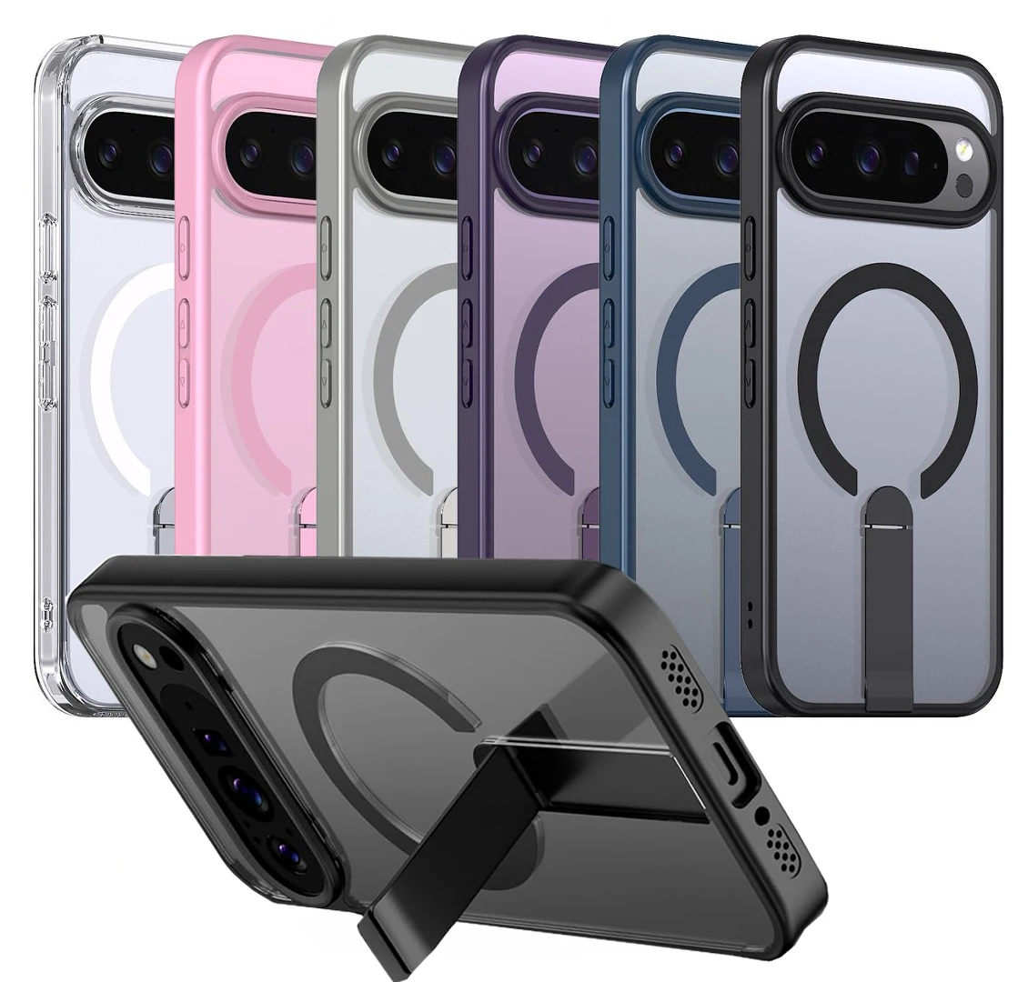Matte Clear Magnetic Charging Shockproof Case with Invisible Kickstand