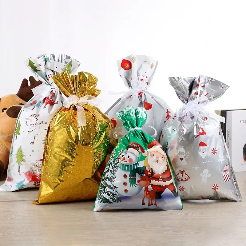 Wiederverwendbare Weihnachts-Süßigkeits-Geschenktüten, Weihnachtsmann-Beutel mit Kordelzug, Feiertags-Partyzubehör für Kinder, Weihnachtsbaumschmuck, Dekoration – Detail 4