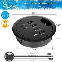 Desk-Fit 80mm 4 Port USB 3.0 Hub with 3.5mm Audio Mic Phone Jack/BC 1.2 USB Charger, 5V/2A Power Adapter for iPhone/Smart Phones 2