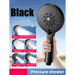 EcoFlow Adjustable Handheld Rain Shower Head with Water - Saving Features and 5 Spray Modes (Black)